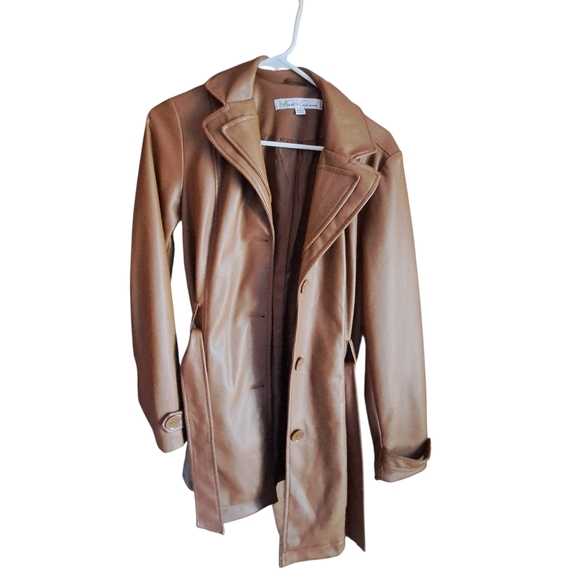 Kenneth Cole Brown Women's New York Belted Button Up Medium Jacket - Picture 2 of 9